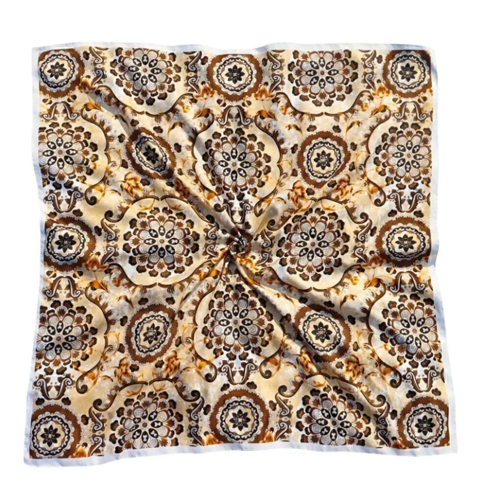 Brown Circles Silky Scarf
